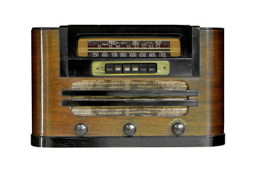 old radio isolated on white background