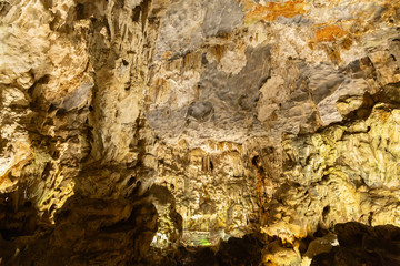 Dong Thien Cung cave on Dau Go Island this is one of the most beautiful caves in Halong Bay, Vietnam.