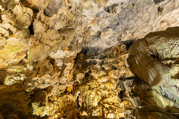 Dong Thien Cung cave on Dau Go Island this is one of the most beautiful caves in Halong Bay, Vietnam.