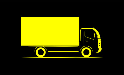 truck wagon simple side view schematic image on black background