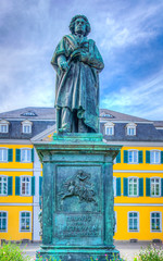 Statue of Ludwig van Beethoven at Munsterplatz in the center of Bonn, Germany