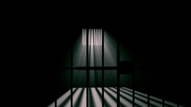 4K panning animation of an empty jail cell