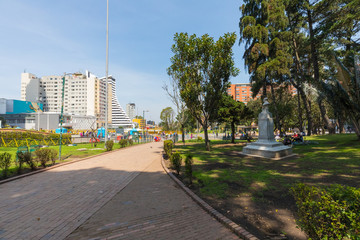 Bogota Independence park on sunday morning with sun