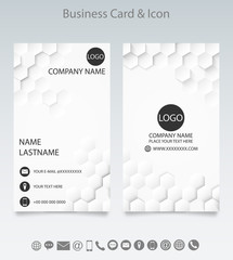 Modern creative business card template and icon.Embossed geometric white background .