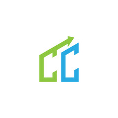 Fototapeta premium initial letter logo with growing arrows