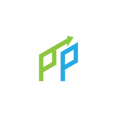 Fototapeta premium initial letter logo with growing arrows