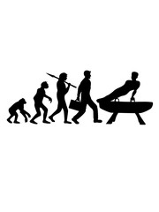 evolution gymnastik silhouette mann auf pauschenpferd turngerät hocker gymnastikgerät sport fitness sportlich trainieren spaß hobby verein turnhalle männer turnen turner