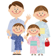 ポップな家族　浴衣でおでかけ