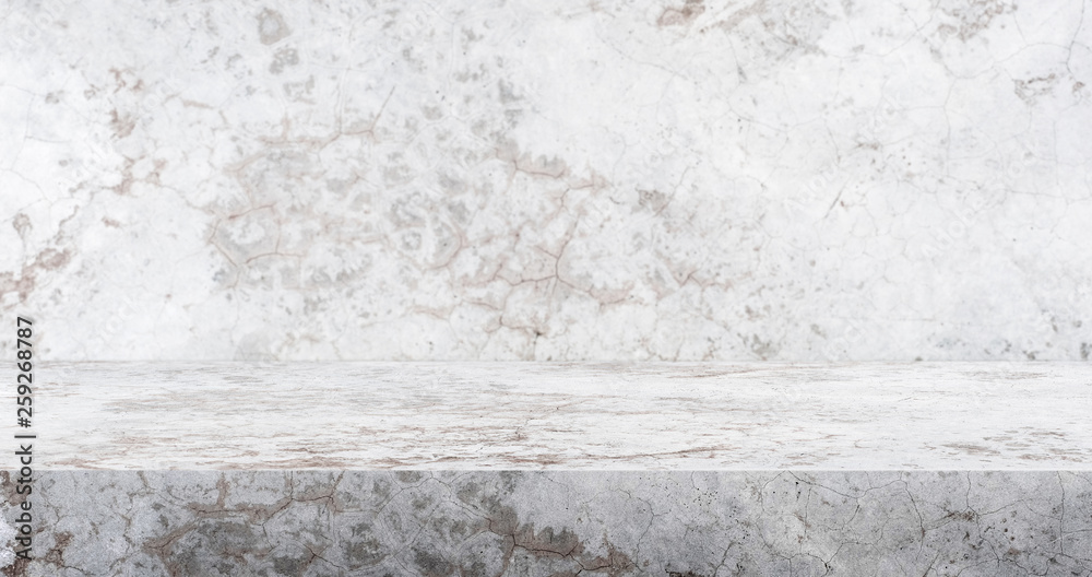 Aufkleber 3D crack concrete table studio background textured for product display with copy space for display of content design.Banner for advertise product on website.3d rendering
