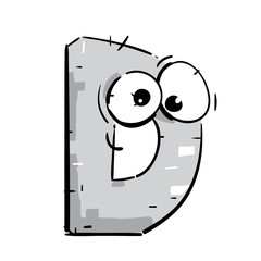 Cartoon Alphabet. Smiling Cute D