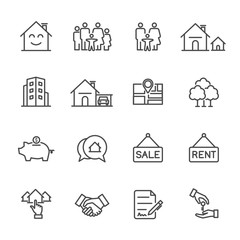 Real Estate Related Vector Line Icons - Vector