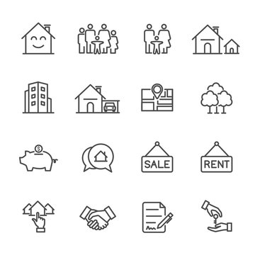 Real Estate Related Vector Line Icons - Vector