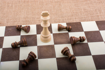 Chess board with chess pieces