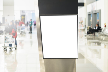 blank advertising billboard at airport,Mock up Poster media template Ads display in Subway station escalator