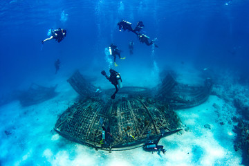 Divers explore what remains of the Thunderdome in Turks & Caicos Islands