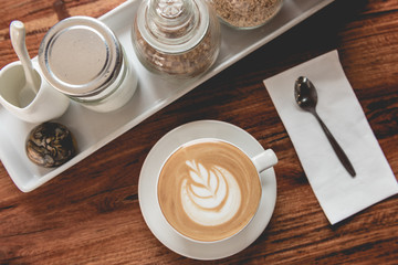 A new morning with hot coffee to eat to increase the power of work