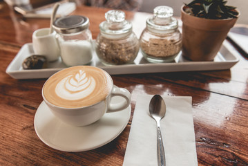 A new morning with hot coffee to eat to increase the power of work