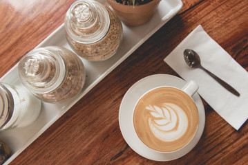 A new morning with hot coffee to eat to increase the power of work