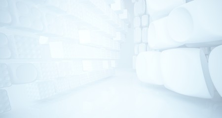 White smooth abstract architectural background. 3D illustration and rendering