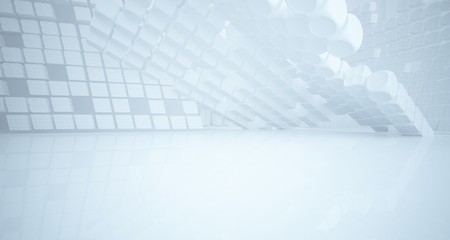 White smooth abstract architectural background. 3D illustration and rendering