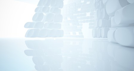 White smooth abstract architectural background. 3D illustration and rendering
