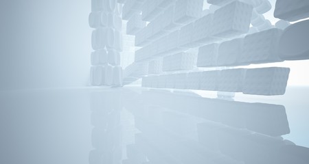 White smooth abstract architectural background. 3D illustration and rendering