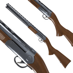 Realistic hunting rifles. 3d Rendering Isolated on White Background