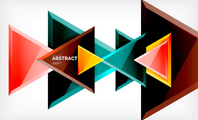 Triangular low poly background design, multicolored triangles