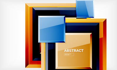 Square abstract background, glossy geometric design