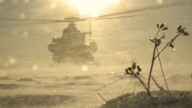 The rise of the helicopter Mi-8 in winter. Skydiving.
