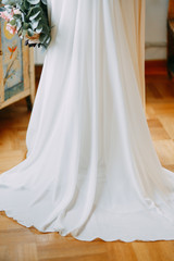 Light wedding photo shoot in the Museum. Beautiful bride in fine art Studio.