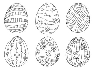 Pattern Easter egg graphic black white doodle sketch illustration vector