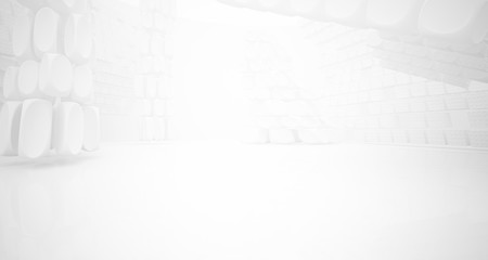 White smooth abstract architectural background. 3D illustration and rendering