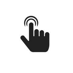 Fototapeta premium Finger click icon vector illustration, flat index thumb touching symbol isolated sign, black and white pictogram clipart