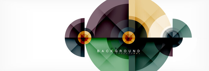Obraz premium Minimal geometric circles and triangles abstract background, techno modern design, poster template