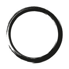 vector brush strokes circles of paint on white background. Ink hand drawn paint brush circle. Logo, label design element vector illustration. Black abstract circle. Frame.