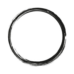 vector brush strokes circles of paint on white background. Ink hand drawn paint brush circle. Logo, label design element vector illustration. Black abstract circle. Frame.
