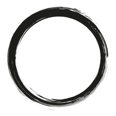 vector brush strokes circles of paint on white background. Ink hand drawn paint brush circle. Logo, label design element vector illustration. Black abstract circle. Frame.