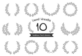 Fototapeta premium Hand Drawn Laurel Wreaths
