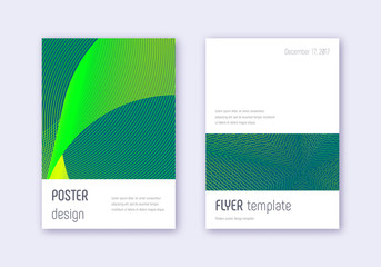 Fototapeta premium Minimalistic cover design template set. Green abst