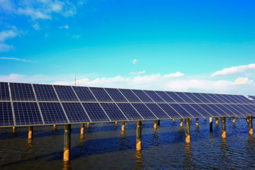 Solar panels on the water