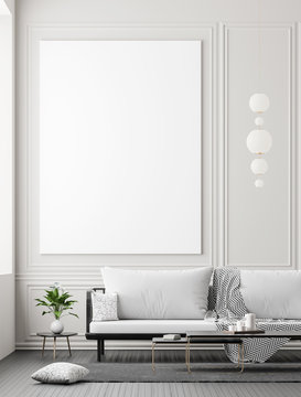 Fototapeta Mock up poster frame in scandinavian style interior