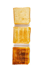 three slices of bread toasted isolated on white