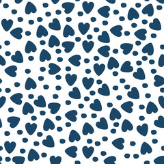 pattern with hearts. blue on white