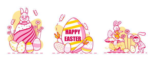 Happy Easter holiday celebration background in vector