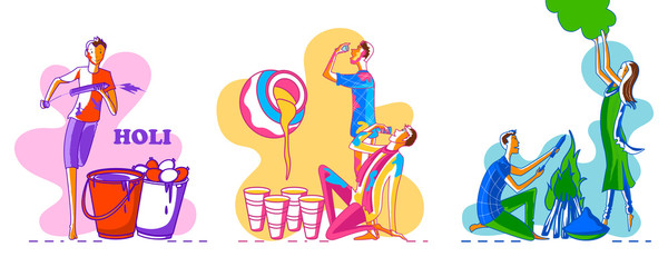 Indian People celebrating festival of Color Holi in vector bacground