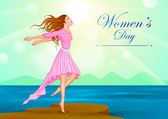 Obraz na płótnie Canvas Greeting background for celebrating International Happy Women's Day in vector