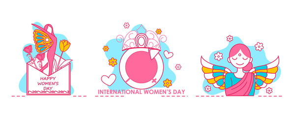 Greeting background for celebrating International Happy Women's Day in vector