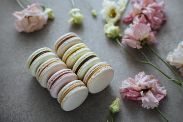 Macaroons with flowers