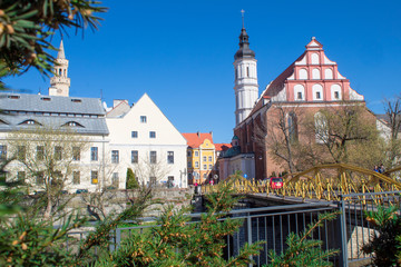 Naklejka premium OPOLE, POLAND. River View in Opole old City Center Near the Market Square also known as Opole Venice. 